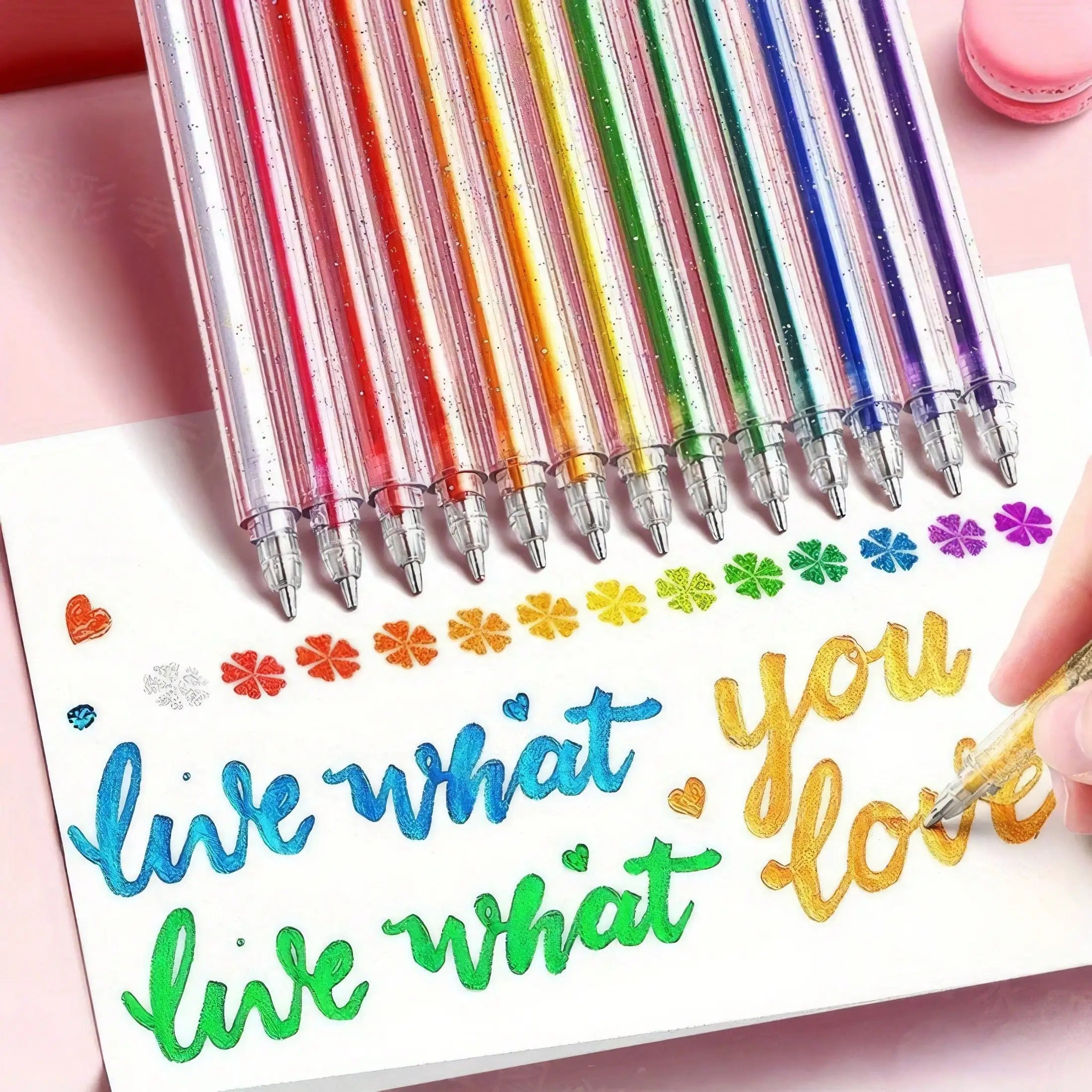Glitter Gel Pens 8 Colors, Metallic Vibrant Sparkle Gel Pens For Coloring, Sparkle Glitter Pens For Adults,Colored Gel Pens