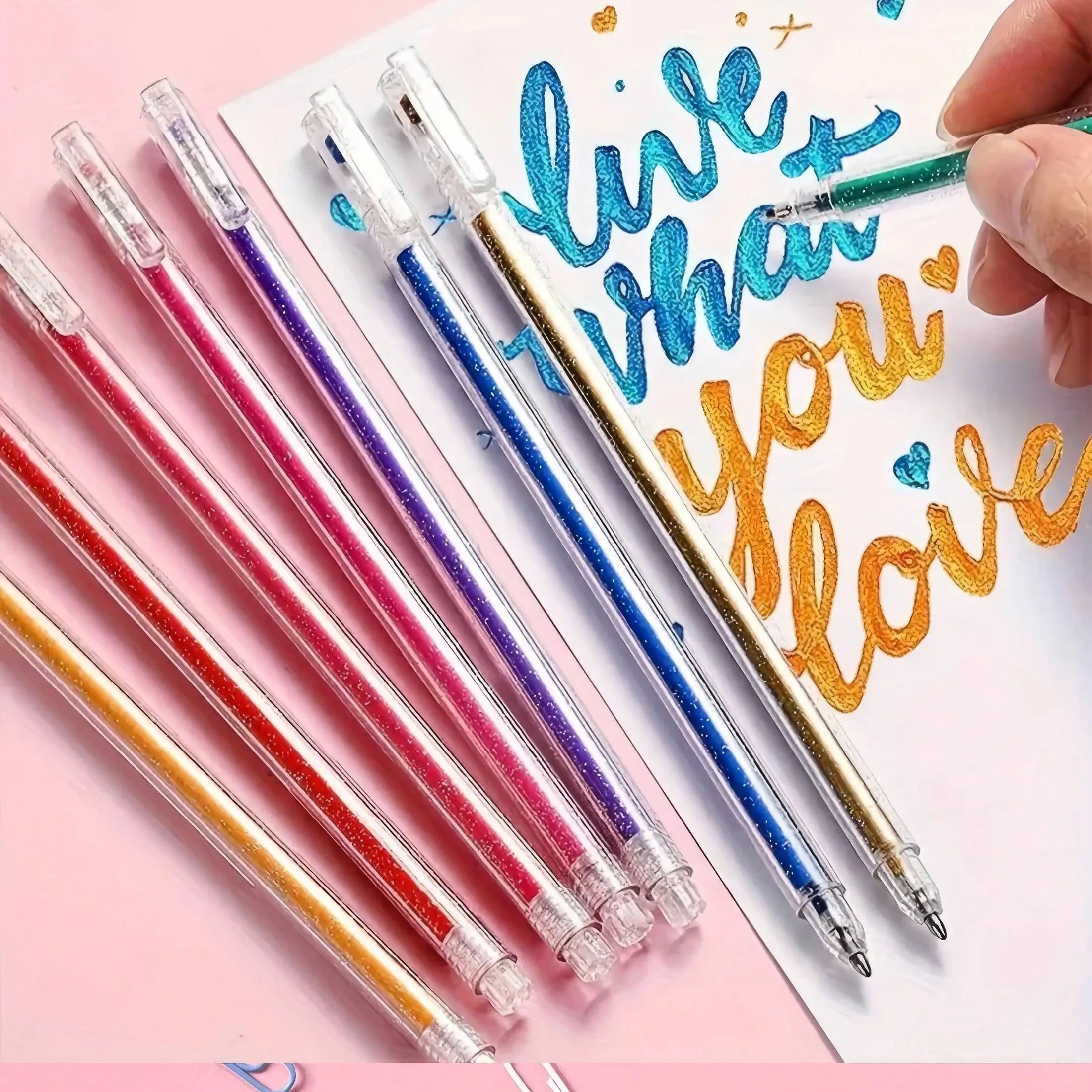 Glitter Gel Pens 8 Colors, Metallic Vibrant Sparkle Gel Pens For Coloring, Sparkle Glitter Pens For Adults,Colored Gel Pens