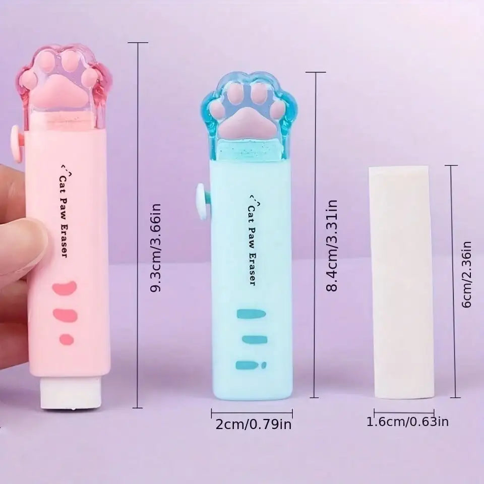 Push-Pull Paw Cute Eraser Girls, Pencil Eraser Students, Rubber Cartoon Pen Eraser, School Supplies, Prizes, Office Eraser