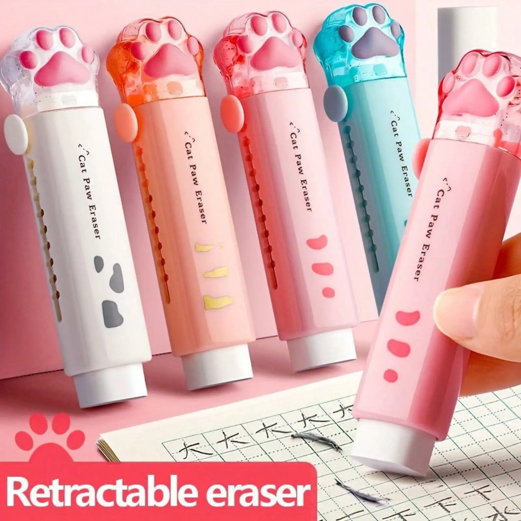 Push-Pull Paw Cute Eraser Girls, Pencil Eraser Students, Rubber Cartoon Pen Eraser, School Supplies, Prizes, Office Eraser